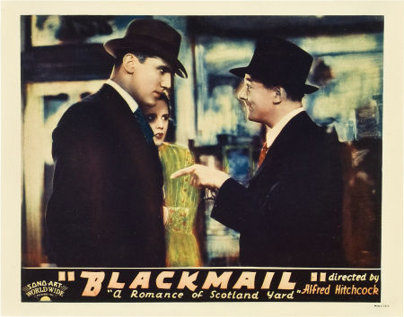 lobby card for hitchcock's blackmail